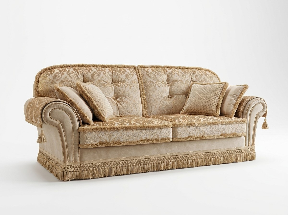 DECOR Диван 3-местный, кат.F, ткань LUMINA PLAIN 19/LUMINA DAMASK 19 (без накидок и подушек) Camelgroup