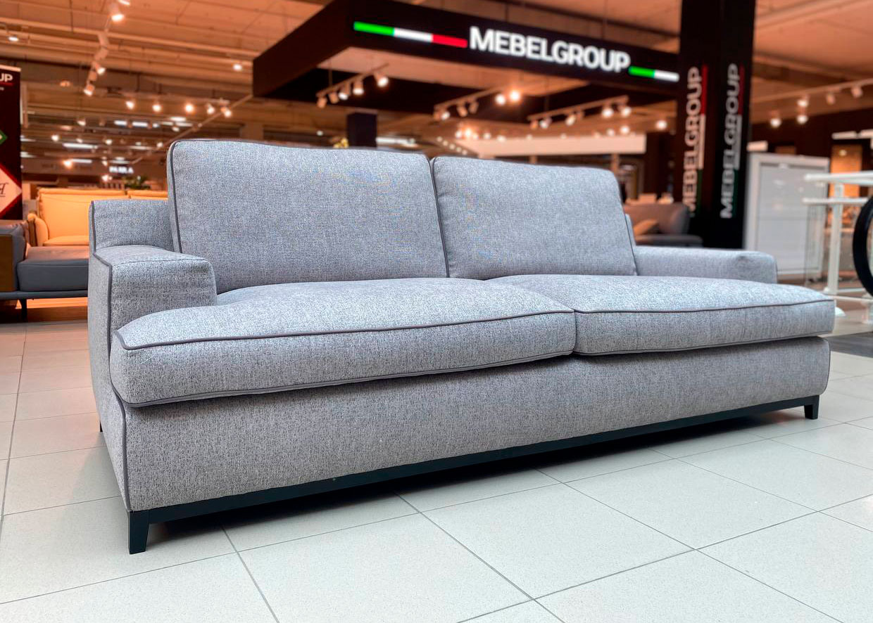 MEYSON Диван L.220, ткань Mys 900, кант Lazio 25, ножки черные MEBELGROUP