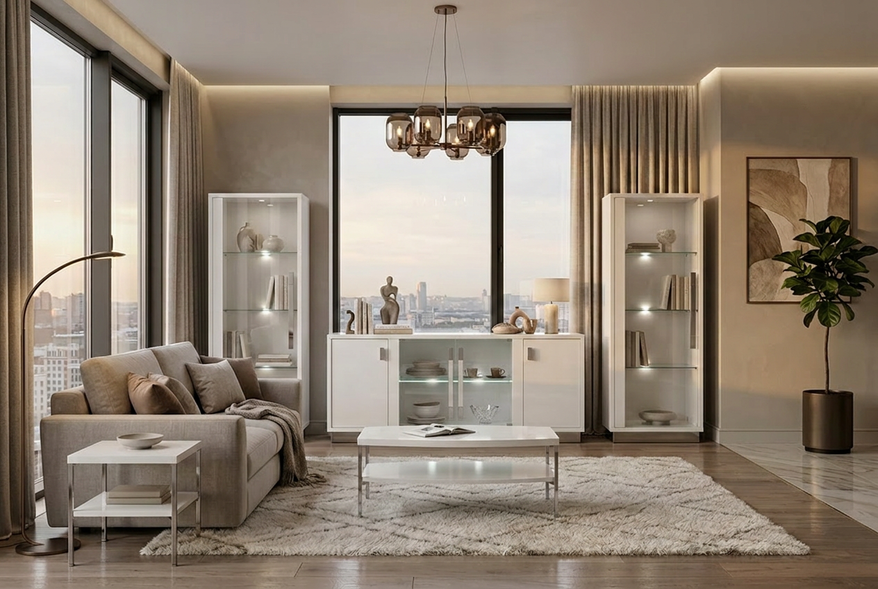 Комод-витрина 4-дв, ручки SLIM Camelgroup